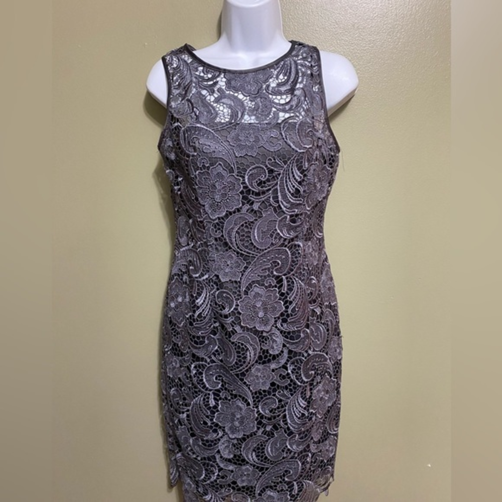 Grey Lace Dress from‎  Adrianna Papell, Size 4